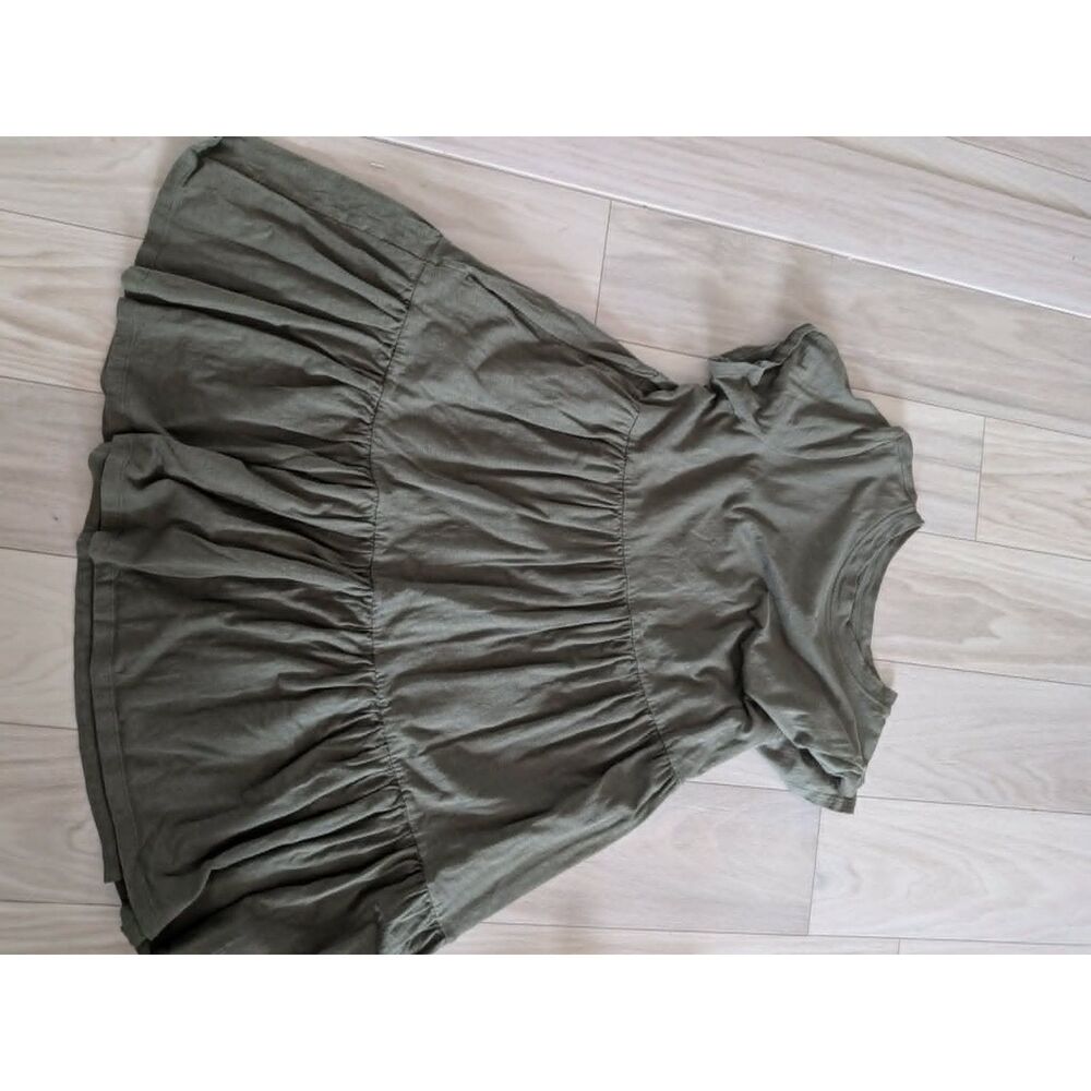 Old Navy Women’s Large Olive Green Tiered Short Sleeve Casual Midi Dress